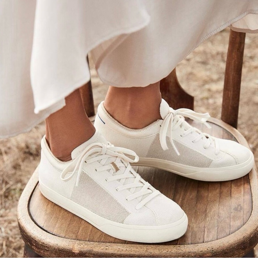 Rothy’s The Lace Up sneaker, golden metallic, limited edition